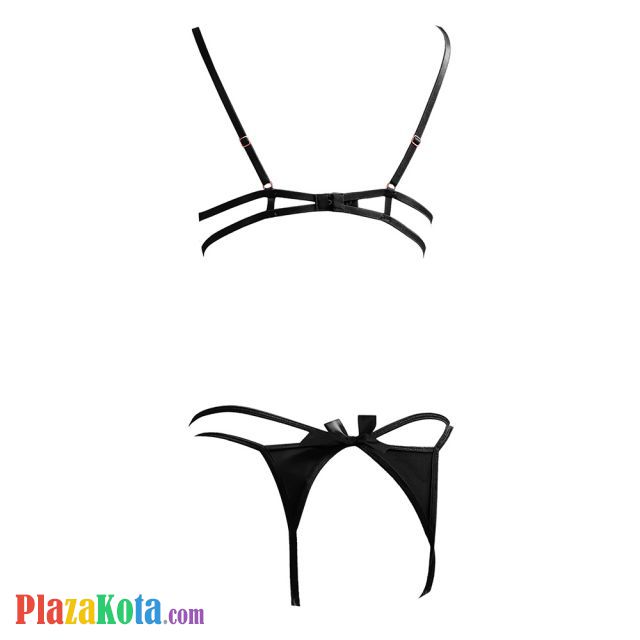 B347 - Bra Set Underwire Kawat Open Cup Hitam Celana Dalam Crotchless - Photo 2