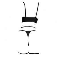 B348 - Bra Set Underwire Kawat Hitam Celana Dalam Garter Belt Garter Paha - Thumbnail 2
