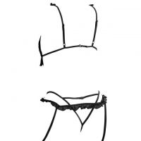 B351 - Bikini Bra Set Hitam Transparan, Garter, Stocking Fishnet - Thumbnail 2