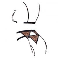 B352 - Bikini Bra Set Macan Tutul Coklat Transparan, Garter - Thumbnail 2