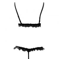 L1278 - Baju Tidur Lingerie Teddy Bodysuit Dress Hitam Transparan Open Cup Garter Paha - Thumbnail 2