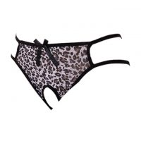 P587 - Celana Dalam Panties Hipster Macan Tutul Abu-Abu Crotchless Tali 2