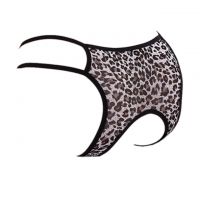 P587 - Celana Dalam Panties Hipster Macan Tutul Abu-Abu Crotchless Tali 2 - 2