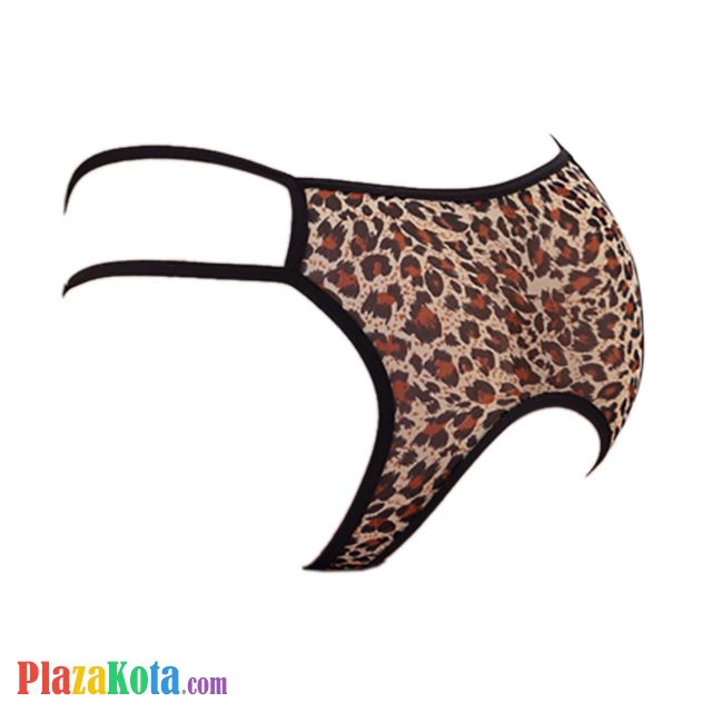 P588 - Celana Dalam Panties Hipster Macan Tutul Coklat, Crotchless, Tali 2 - Photo 2