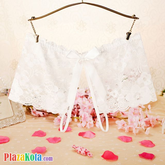 P589 - Celana Dalam Panties Boyshort Putih Transparan Crotchless - Photo 1