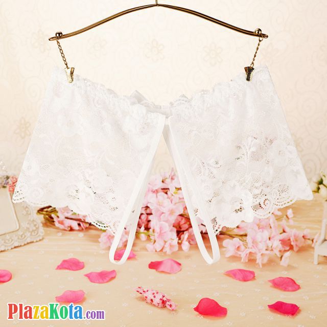 P589 - Celana Dalam Panties Boyshort Putih Transparan Crotchless - Photo 2