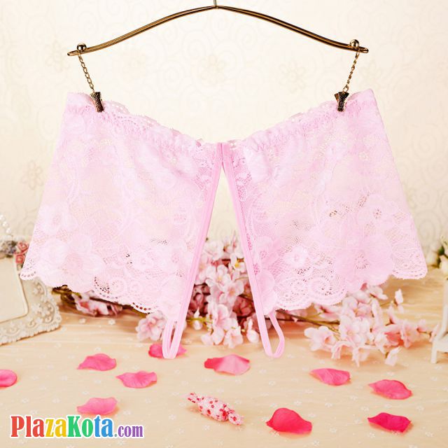 P590 - Celana Dalam Panties Boyshort Pink Transparan Crotchless - Photo 2