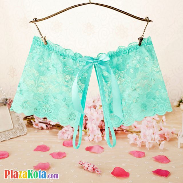 P593 - Celana Dalam Panties Boyshort Hijau Transparan Crotchless - Photo 1