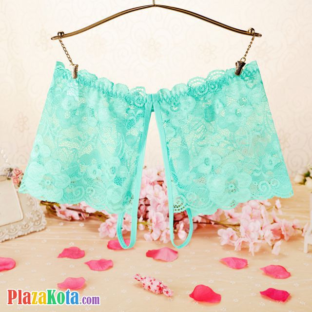 P593 - Celana Dalam Panties Boyshort Hijau Transparan Crotchless - Photo 2