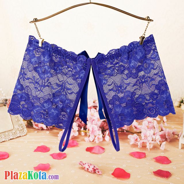 P595 - Celana Dalam Panties Boyshort Biru Transparan Crotchless - Photo 2