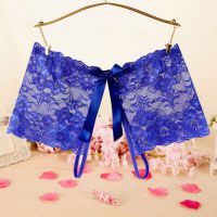 P595 - Celana Dalam Panties Boyshort Biru Transparan Crotchless