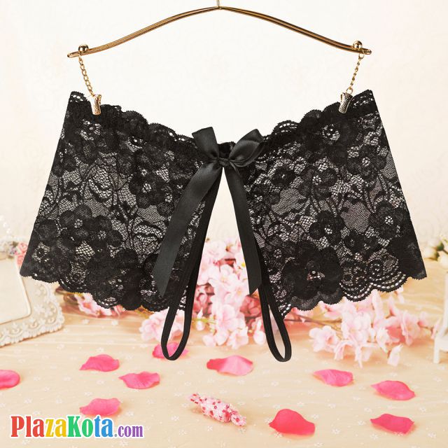 P596 - Celana Dalam Panties Boyshort Hitam Transparan Crotchless - Photo 1