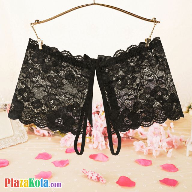 P596 - Celana Dalam Panties Boyshort Hitam Transparan Crotchless - Photo 2