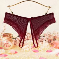 P597 - Celana Dalam Panties Hipster Marun Transparan Crotchless