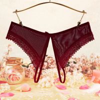 P597 - Celana Dalam Panties Hipster Marun Transparan Crotchless - 2