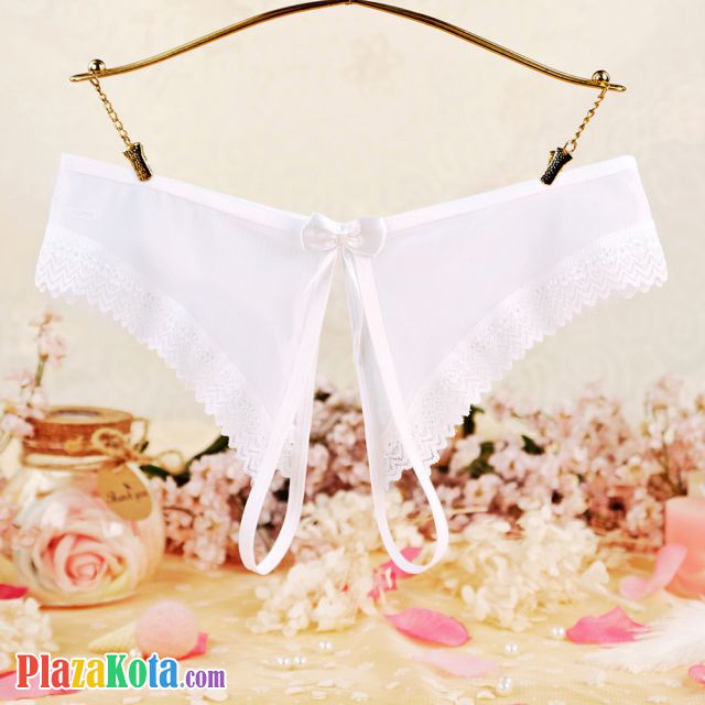 P598 - Celana Dalam Panties Hipster Putih Transparan Crotchless - Photo 1