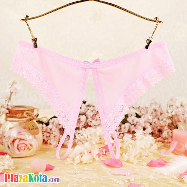 P599 - Celana Dalam Panties Hipster Pink Transparan Crotchless - Photo 2