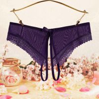 P600 - Celana Dalam Panties Hipster Ungu Transparan Crotchless