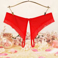P601 - Celana Dalam Panties Hipster Merah Transparan Crotchless - 2