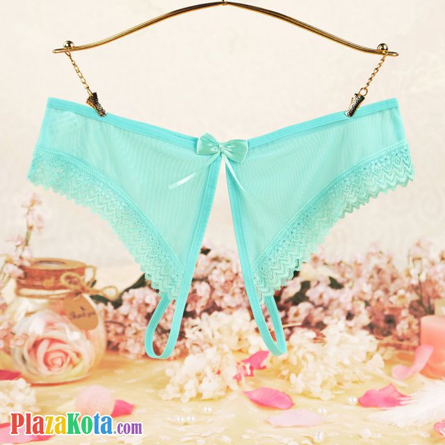 P602 - Celana Dalam Panties Hipster Hijau Transparan Crotchless - Photo 1