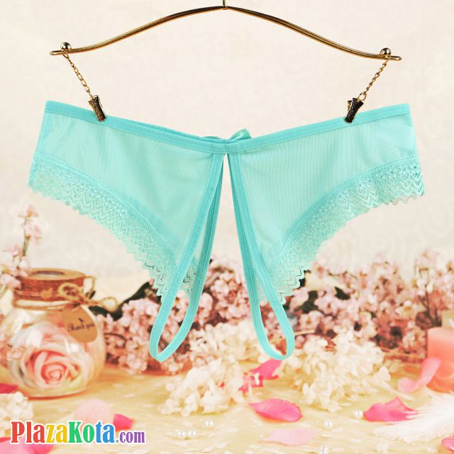 P602 - Celana Dalam Panties Hipster Hijau Transparan Crotchless - Photo 2