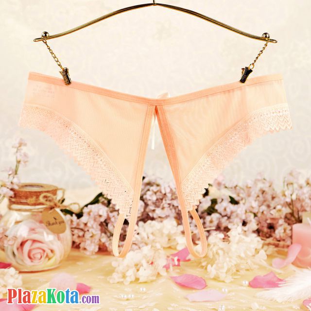 P603 - Celana Dalam Panties Hipster Krem Transparan Crotchless - Photo 2