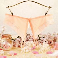 P603 - Celana Dalam Panties Hipster Krem Transparan Crotchless - 2