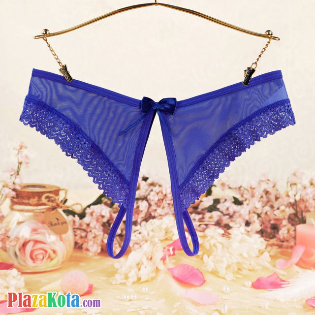 P604 - Celana Dalam Panties Hipster Biru Transparan Crotchless - Photo 1