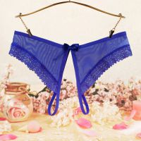 P604 - Celana Dalam Panties Hipster Biru Transparan Crotchless