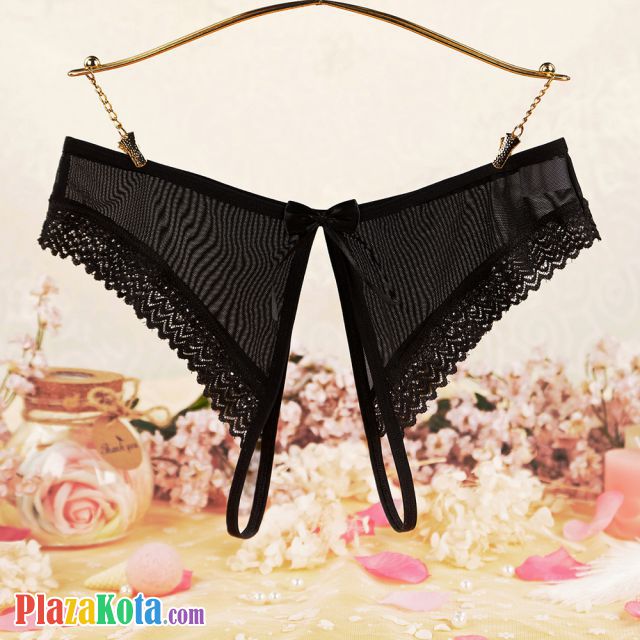 P605 - Celana Dalam Panties Hipster Hitam Transparan Crotchless - Photo 1