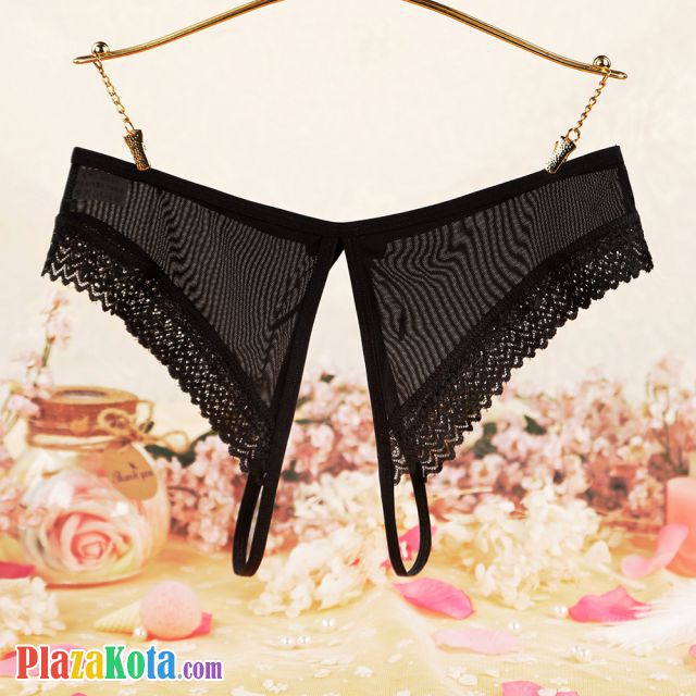 P605 - Celana Dalam Panties Hipster Hitam Transparan Crotchless - Photo 2