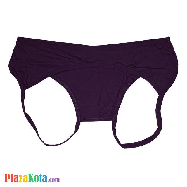 P607 - Celana Dalam Panties Hipster Ungu Crotchless Terbuka Belakang - Photo 2