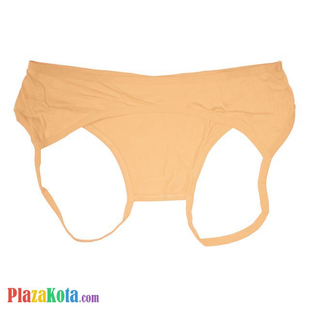 P609 - Celana Dalam Panties Hipster Krem, Crotchless, Terbuka Belakang - Photo 2