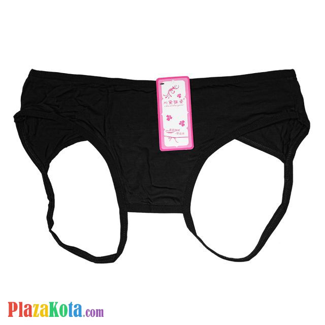 P610 - Celana Dalam Panties Hipster Hitam Crotchless Terbuka Belakang - Photo 1