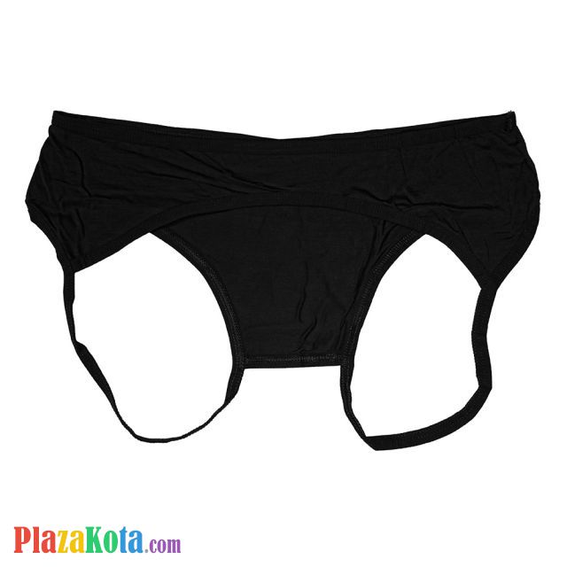 P610 - Celana Dalam Panties Hipster Hitam, Crotchless, Terbuka Belakang - Photo 2