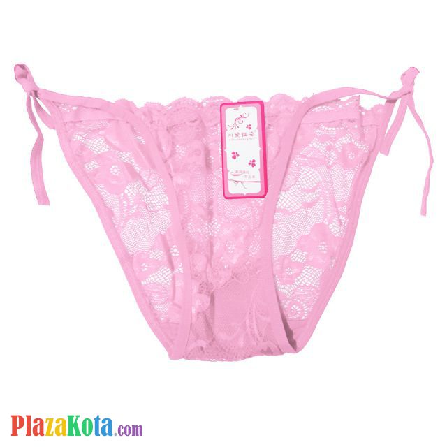 P611 - Celana Dalam Panties Thong Pink Transparan Ikat Samping - Photo 1