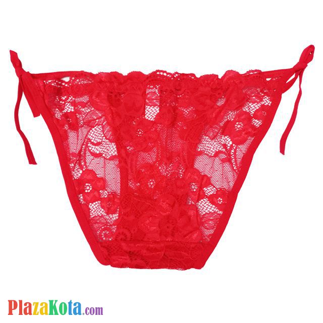 P613 - Celana Dalam Panties Thong Merah Transparan Ikat Samping - Photo 2