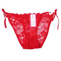 P613 - Celana Dalam Panties Thong Merah Transparan Ikat Samping