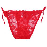 P613 - Celana Dalam Panties Thong Merah Transparan Ikat Samping - 2