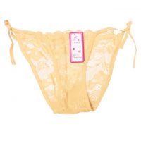 P615 - Celana Dalam Panties Thong Krem Transparan Ikat Samping