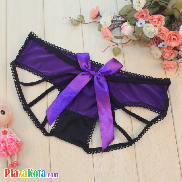 P618 - Celana Dalam Panties Hipster Ungu Pita Terbuka Belakang - Photo 1