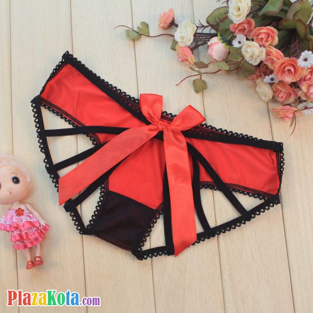 P619 - Celana Dalam Panties Hipster Merah Pita Terbuka Belakang - Photo 1