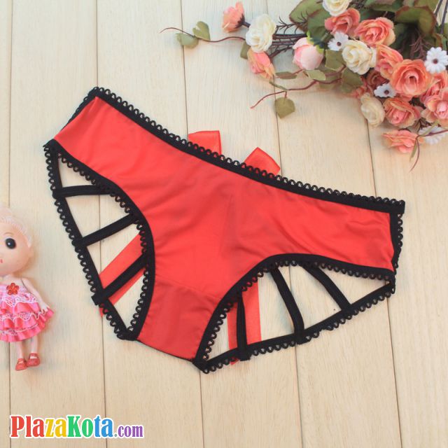 P619 - Celana Dalam Panties Hipster Merah Pita Terbuka Belakang - Photo 2