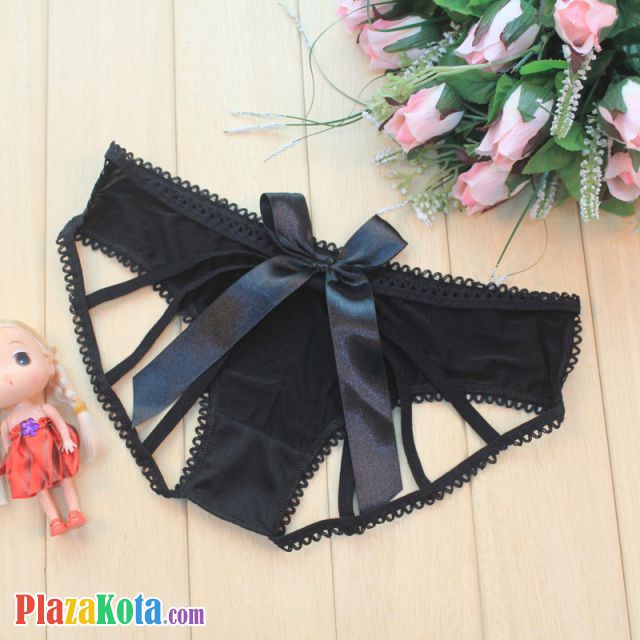 P620 - Celana Dalam Panties Hipster Hitam Pita Terbuka Belakang - Photo 1