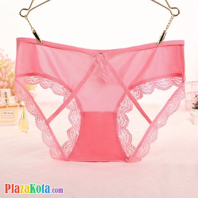 P622 - Celana Dalam Panties Hipster Magenta Transparan Renda Terbuka Belakang - Photo 1