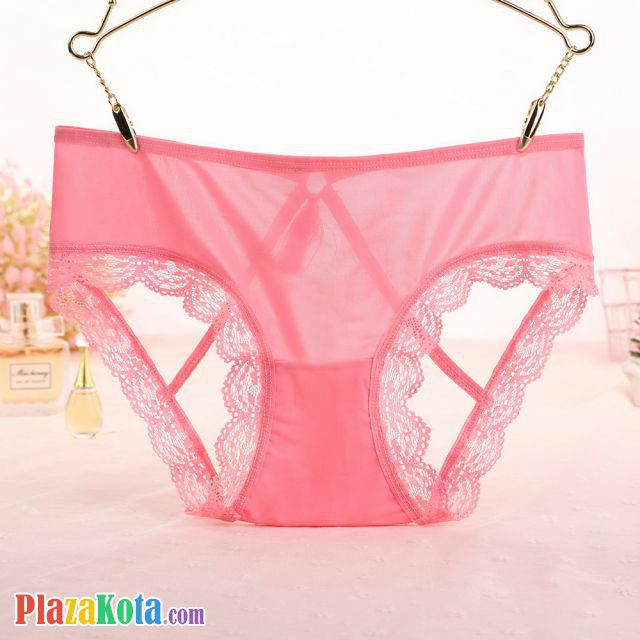 P622 - Celana Dalam Panties Hipster Magenta Transparan Renda Terbuka Belakang - Photo 2