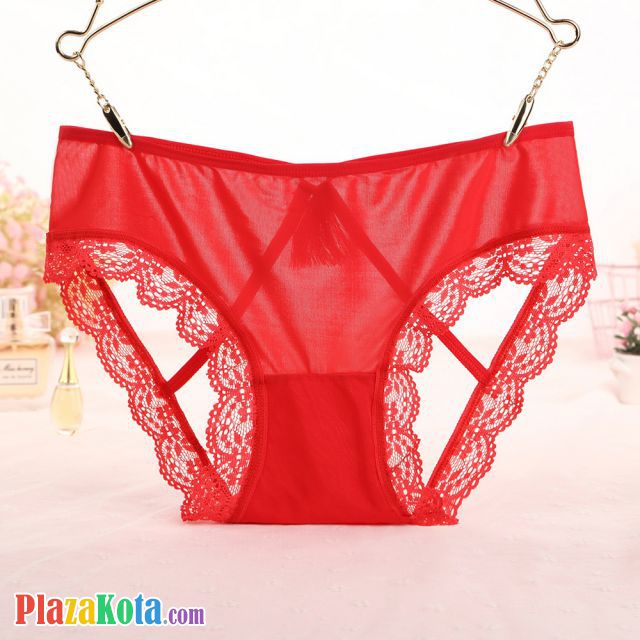 P625 - Celana Dalam Panties Hipster Merah, Renda, Terbuka Belakang - Photo 2