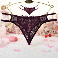 P626 - Celana Dalam Panties Hipster Marun Transparan Crotchless Tali 2 - 2