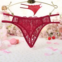 P627 - Celana Dalam Panties Hipster Merah Transparan Crotchless Tali 2 - Thumbnail 2