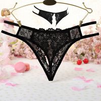 P628 - Celana Dalam Panties Hipster Hitam Transparan Crotchless Tali 2